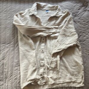 Tan Button Down Shirt with Textured Fabric